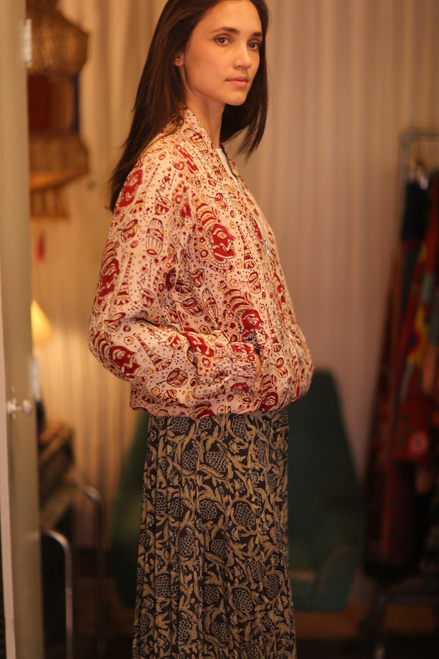 BOMBER JACKET SILK ANCHA MARINI - sustainably made MOMO NEW YORK sustainable clothing, bomberjacket slow fashion