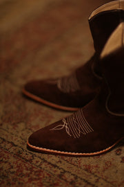 BROWN SUEDE SHORT BOOTS BRIALA - sustainably made MOMO NEW YORK sustainable clothing, boots slow fashion