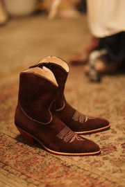 BROWN SUEDE SHORT BOOTS BRIALA - sustainably made MOMO NEW YORK sustainable clothing, boots slow fashion
