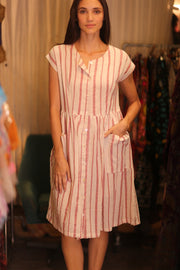COTTON DRESS EDITH VAVI ROSE - sustainably made MOMO NEW YORK sustainable clothing, cotton slow fashion