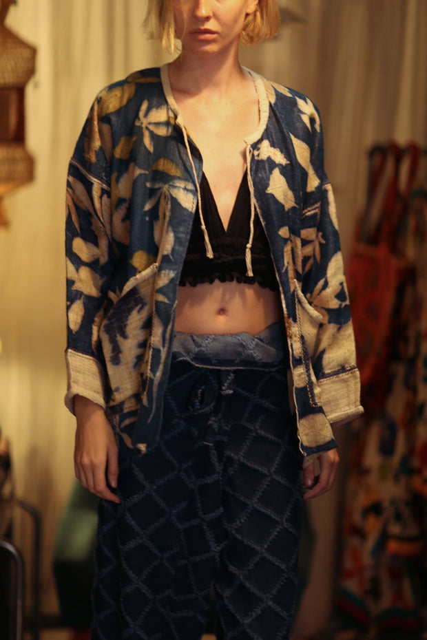 DAMON KANCHON DEEP BLUE SHORT JACKET - sustainably made MOMO NEW YORK sustainable clothing, slow fashion