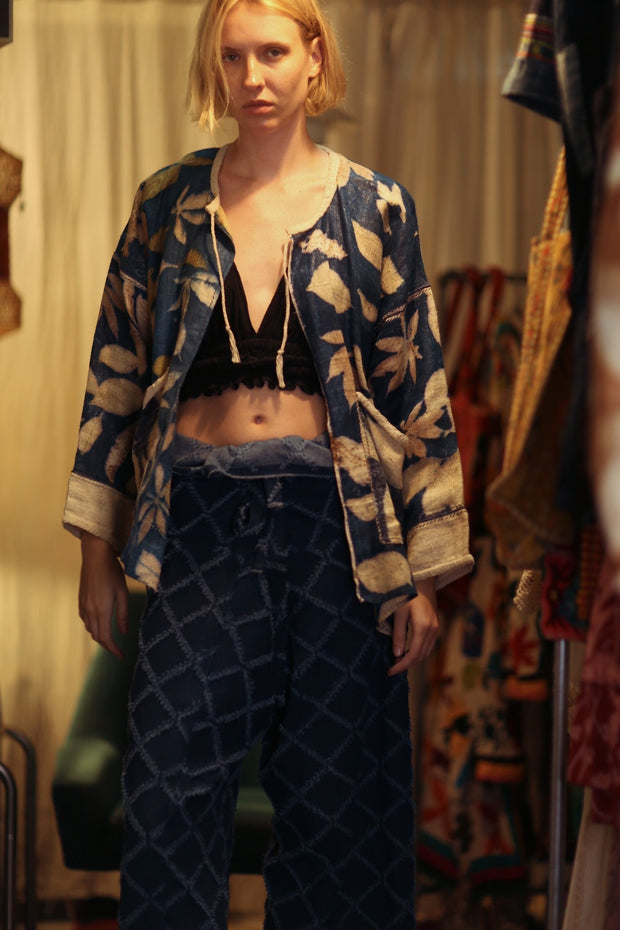 DAMON KANCHON DEEP BLUE SHORT JACKET - sustainably made MOMO NEW YORK sustainable clothing, slow fashion