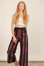 DENIM EMBROIDERED PATCHWORK STRIPE PANTS EMELIA - sustainably made MOMO NEW YORK sustainable clothing, slow fashion