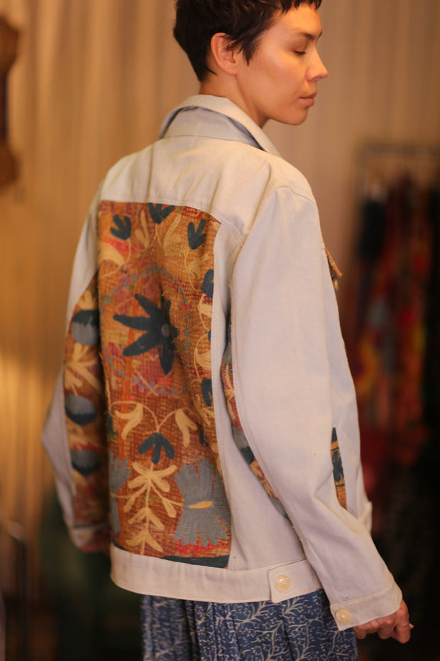 DENIM JACKET PATCHWORK MIRANA - sustainably made MOMO NEW YORK sustainable clothing, coatandjacket slow fashion