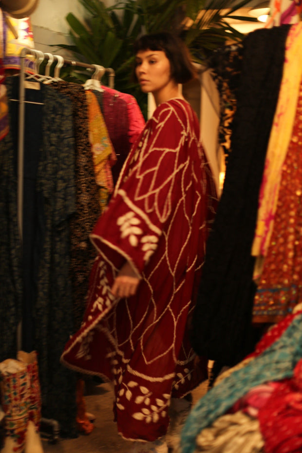 EMBROIDERED KIMONO GINEVRA - sustainably made MOMO NEW YORK sustainable clothing, Kimono slow fashion