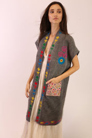 EMBROIDERED KIMONO HARIA - sustainably made MOMO NEW YORK sustainable clothing, slow fashion