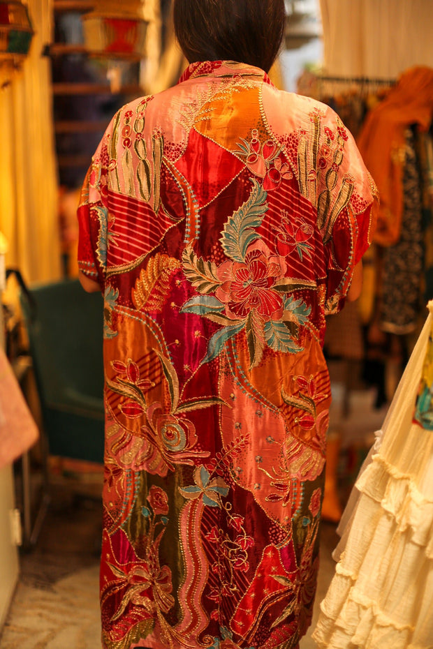 EMBROIDERED SILK KIMONO LITU - sustainably made MOMO NEW YORK sustainable clothing, slow fashion