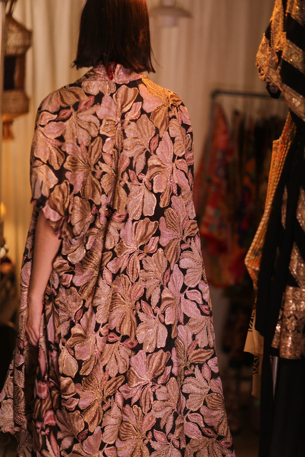 EMBROIDERED SILK NOVELTY KIMONO BEAMS - sustainably made MOMO NEW YORK sustainable clothing, Kimono slow fashion