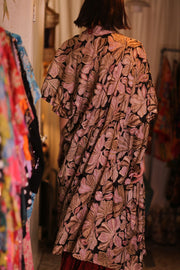 EMBROIDERED SILK NOVELTY KIMONO BEAMS - sustainably made MOMO NEW YORK sustainable clothing, Kimono slow fashion