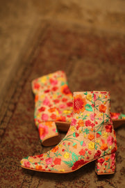 FLOWER EMBROIDERED SILK BOOTS NIKIO - sustainably made MOMO NEW YORK sustainable clothing, boots slow fashion