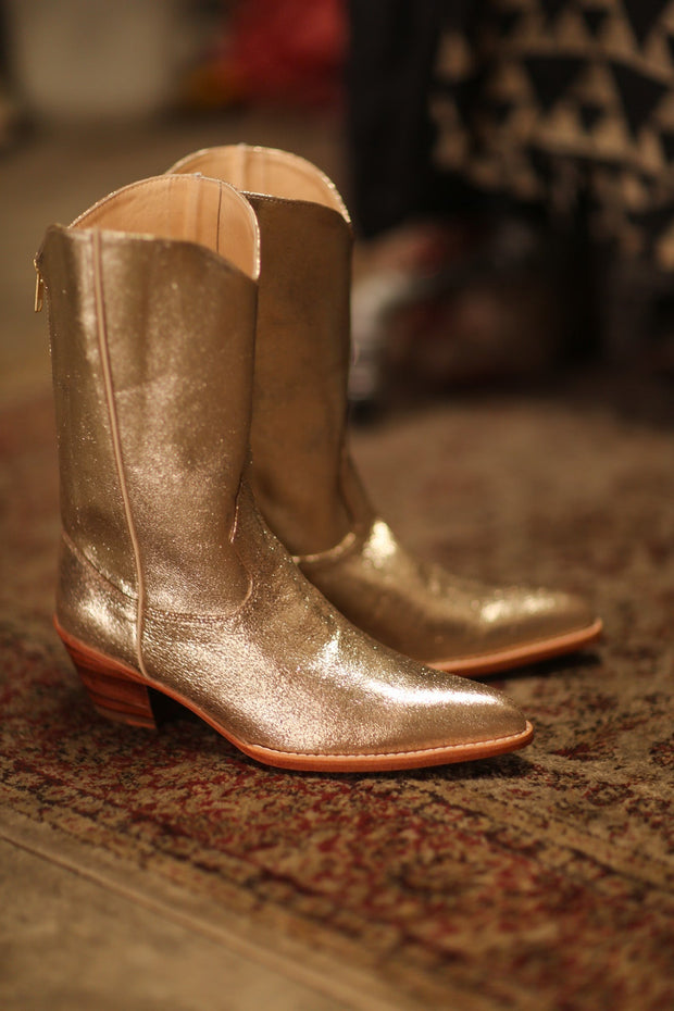 GOLDEN WESTERN BOOTS SINATRA - sustainably made MOMO NEW YORK sustainable clothing, boots slow fashion