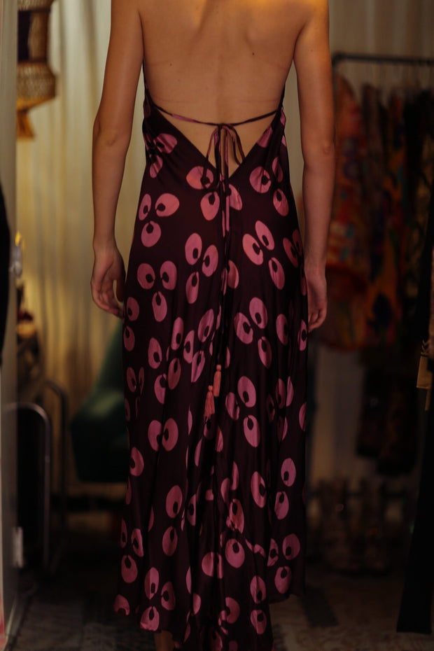HANNAH SILK DRESS PURPLE MONKEY - sustainably made MOMO NEW YORK sustainable clothing, Boho Chic Dress slow fashion