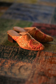 HEELED MULES SILK EMBROIDERED QUINA - sustainably made MOMO NEW YORK sustainable clothing, slow fashion