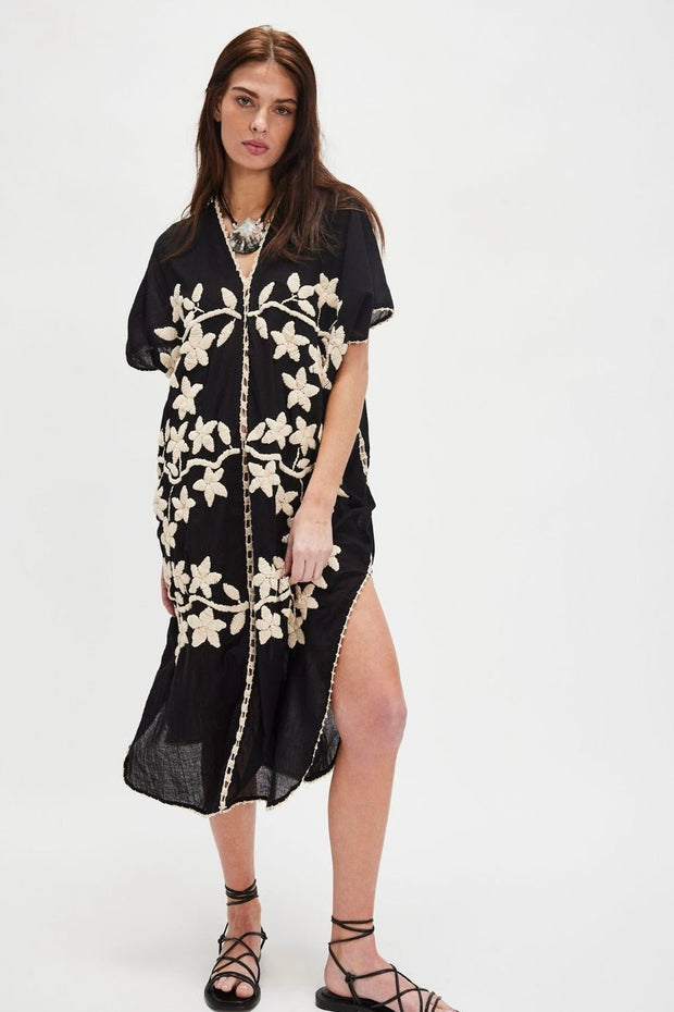 IBIZA EMBROIDERED KAFTAN - sustainably made MOMO NEW YORK sustainable clothing, bestseller slow fashion