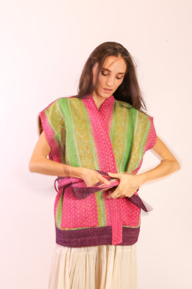 KANTHA VEST KIAI - sustainably made MOMO NEW YORK sustainable clothing, new slow fashion