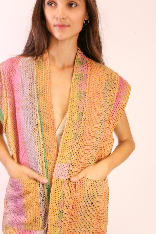 KANTHA VEST TIRA - sustainably made MOMO NEW YORK sustainable clothing, vest slow fashion