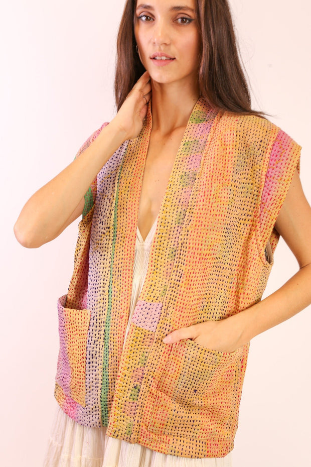 KANTHA VEST TIRA - sustainably made MOMO NEW YORK sustainable clothing, vest slow fashion