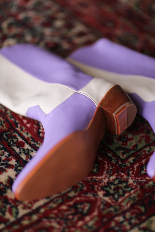 LAVENDER CREAM WESTERN BOOTS GUSTAV - sustainably made MOMO NEW YORK sustainable clothing, boots slow fashion