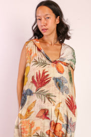 LEAVE HAND BLOCK PRINT SILK DRESS ISSI - sustainably made MOMO NEW YORK sustainable clothing, new slow fashion