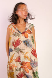 LEAVE HAND BLOCK PRINT SILK DRESS ISSI - sustainably made MOMO NEW YORK sustainable clothing, new slow fashion