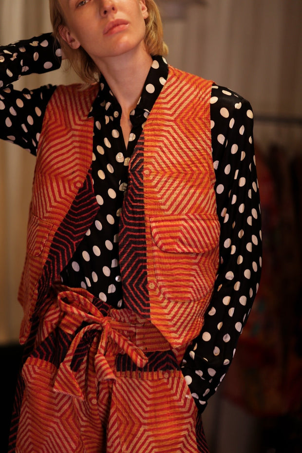 MARLENE KANTHA GILET CARROT - sustainably made MOMO NEW YORK sustainable clothing, coatandjacket slow fashion