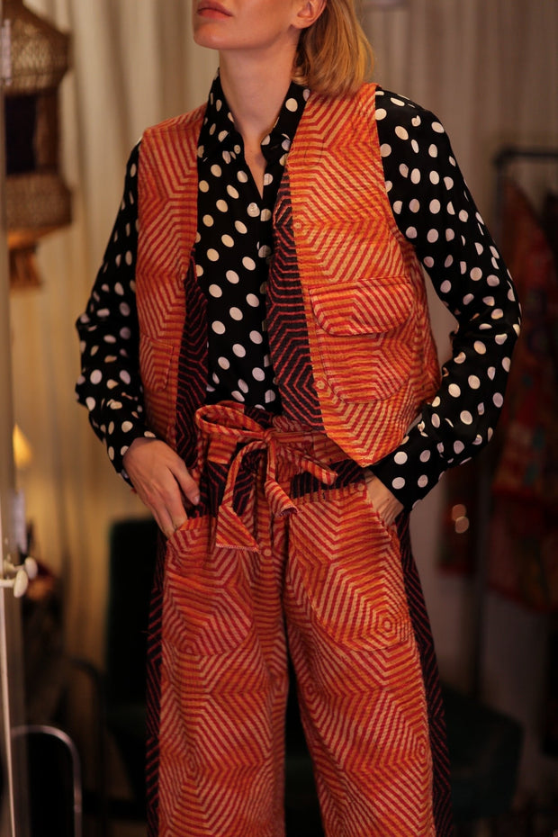 MARLENE KANTHA GILET CARROT - sustainably made MOMO NEW YORK sustainable clothing, coatandjacket slow fashion
