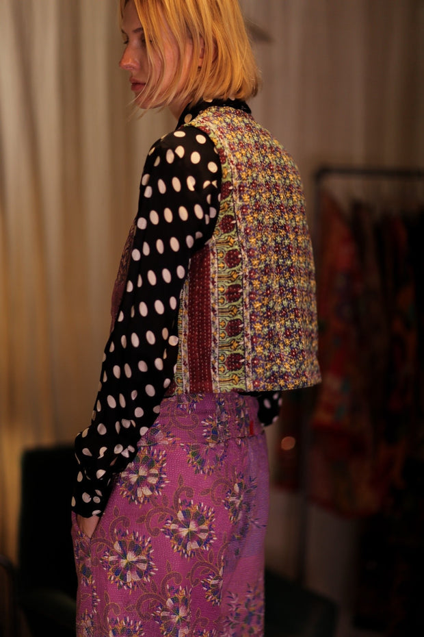 MARLENE KANTHA GILET LAVENDER FIELD - sustainably made MOMO NEW YORK sustainable clothing, coatandjacket slow fashion