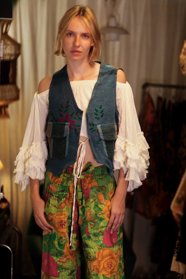MARLENE KANTHA GILET TARTAN - sustainably made MOMO NEW YORK sustainable clothing, coatandjacket slow fashion