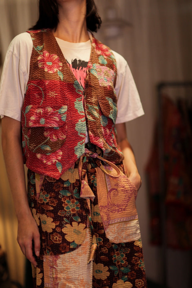 MARLENE KANTHA GILET VEST MINT CHOCOLATE - sustainably made MOMO NEW YORK sustainable clothing, coatandjacket slow fashion