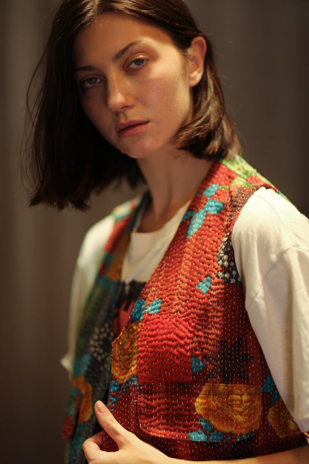 MARLENE KANTHA GILET VEST SALAD - sustainably made MOMO NEW YORK sustainable clothing, coatandjacket slow fashion