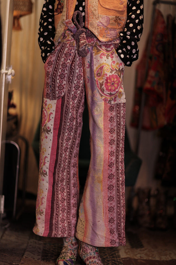 MARLENE PATCHWORK KANTHA GILET PEACH - sustainably made MOMO NEW YORK sustainable clothing, coatandjacket slow fashion