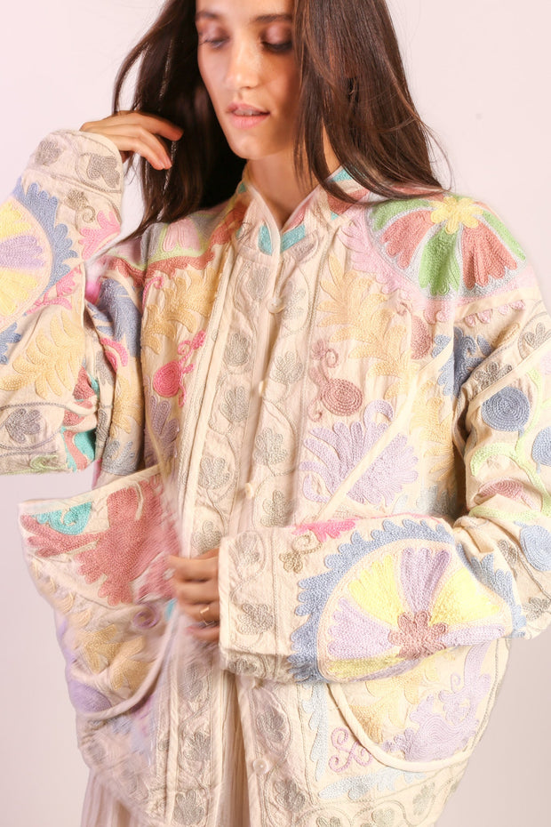 PASTEL COLOR KANTHA JACKET TILO - sustainably made MOMO NEW YORK sustainable clothing, slow fashion