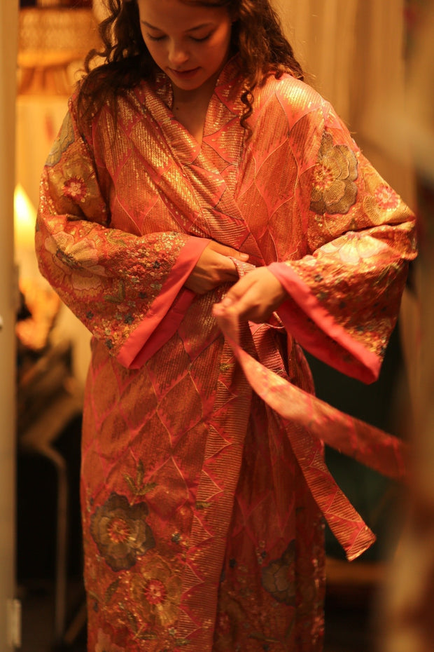PINK SEQUIN KIMONO ARABELLA - sustainably made MOMO NEW YORK sustainable clothing, kimono slow fashion
