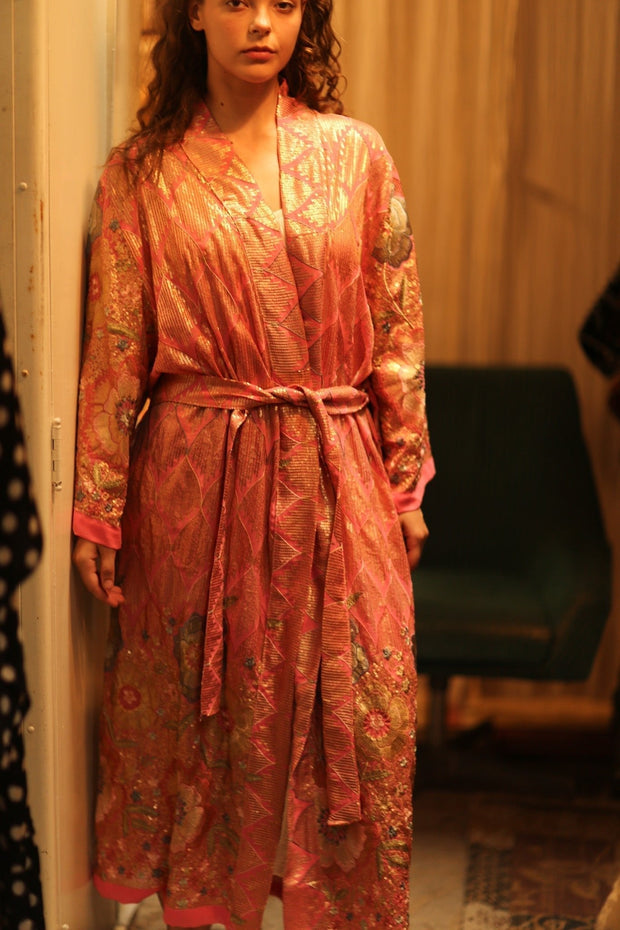PINK SEQUIN KIMONO ARABELLA - sustainably made MOMO NEW YORK sustainable clothing, kimono slow fashion