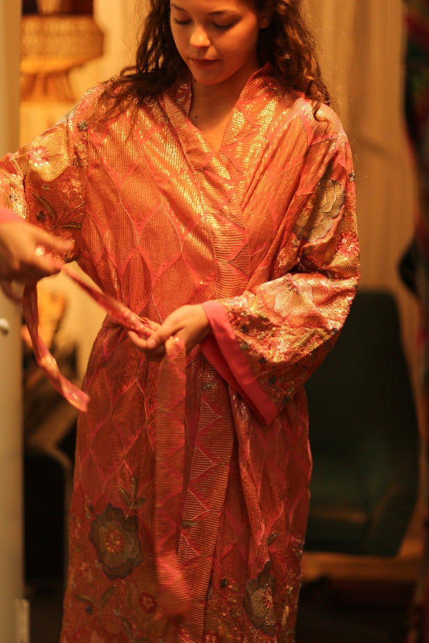 PINK SEQUIN KIMONO ARABELLA - sustainably made MOMO NEW YORK sustainable clothing, kimono slow fashion