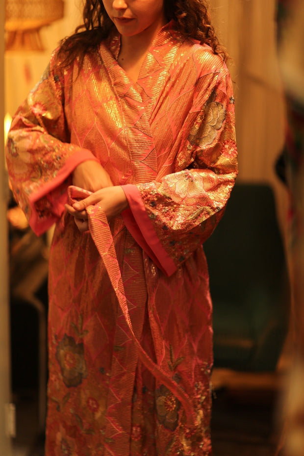 PINK SEQUIN KIMONO ARABELLA - sustainably made MOMO NEW YORK sustainable clothing, kimono slow fashion