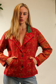 RED KANTHA JACKET ORISA - sustainably made MOMO NEW YORK sustainable clothing, new slow fashion