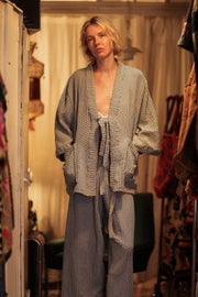 SAMIA PATTERNED SOFT DENIM FISHERMAN TROUSERS - sustainably made MOMO NEW YORK sustainable clothing, denim slow fashion