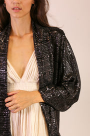 SEQUIN EMBROIDERED KIMONO MIDI - sustainably made MOMO NEW YORK sustainable clothing, new slow fashion