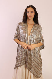 SEQUIN EMBROIDERED SHORT KIMONO MIDI - sustainably made MOMO NEW YORK sustainable clothing, new slow fashion