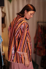 SEQUIN EMBROIDERED SHORT KIMONO UMRA - sustainably made MOMO NEW YORK sustainable clothing, Kimono slow fashion