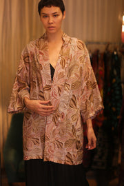 SHORT SILK EMBROIDERED KIMONO LINDA - sustainably made MOMO NEW YORK sustainable clothing, kimono slow fashion
