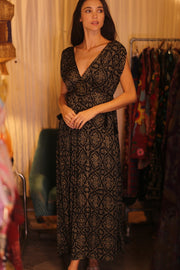 SILK DRESS VICTORIA BROWNY - sustainably made MOMO NEW YORK sustainable clothing, bestseller slow fashion