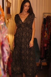 SILK DRESS VICTORIA BROWNY - sustainably made MOMO NEW YORK sustainable clothing, bestseller slow fashion