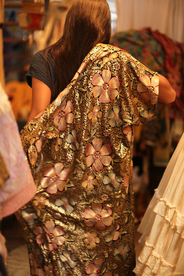 SILK EMBROIDERED KIMONO LONINA - sustainably made MOMO NEW YORK sustainable clothing, slow fashion