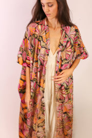 SILK EMBROIDERED KIMONO MAE - sustainably made MOMO NEW YORK sustainable clothing, slow fashion