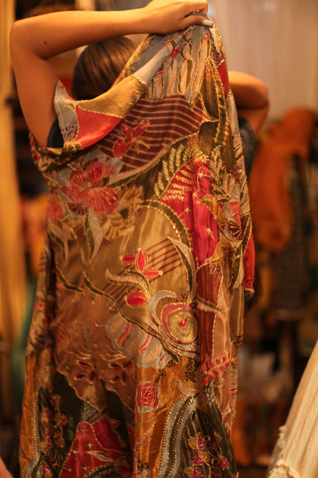 SILK EMBROIDERED KIMONO WINNI - sustainably made MOMO NEW YORK sustainable clothing, slow fashion