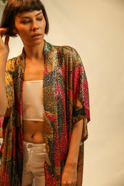 SILK SEQUIN EMBROIDERED KIMONO AVAPOEL - sustainably made MOMO NEW YORK sustainable clothing, slow fashion