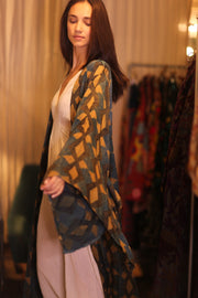 SILK WING KIMONO PINA GOLDEN QUADRANGLE - sustainably made MOMO NEW YORK sustainable clothing, handmade slow fashion