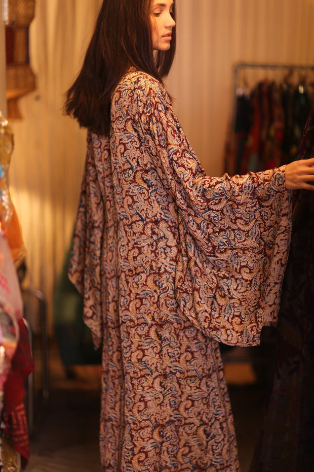 SILK WING KIMONO PINA IVAN - sustainably made MOMO NEW YORK sustainable clothing, kimono slow fashion